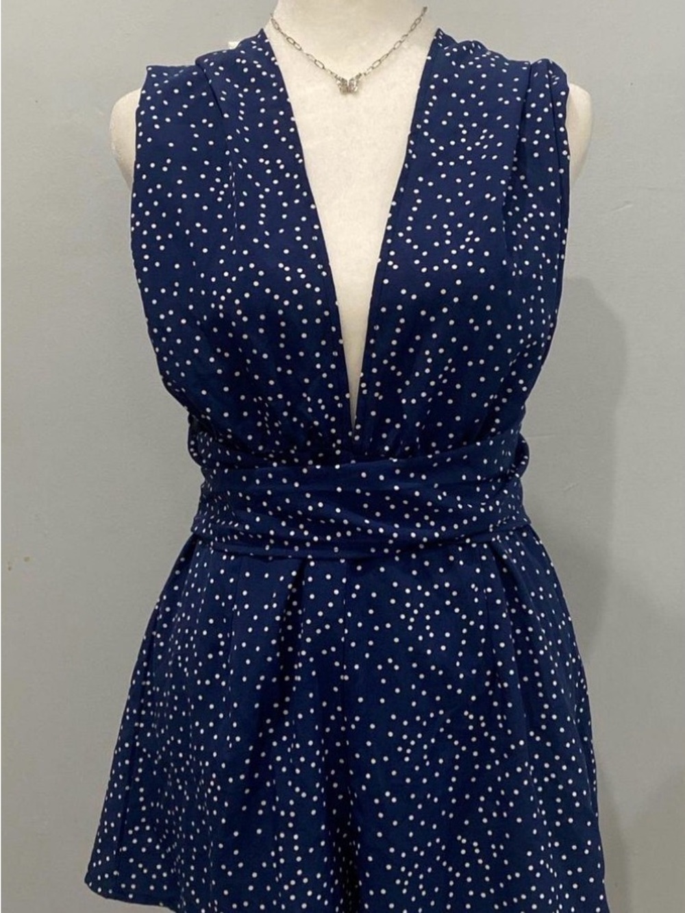 Polka Dot Navy High-Waist Women’s romper 💕